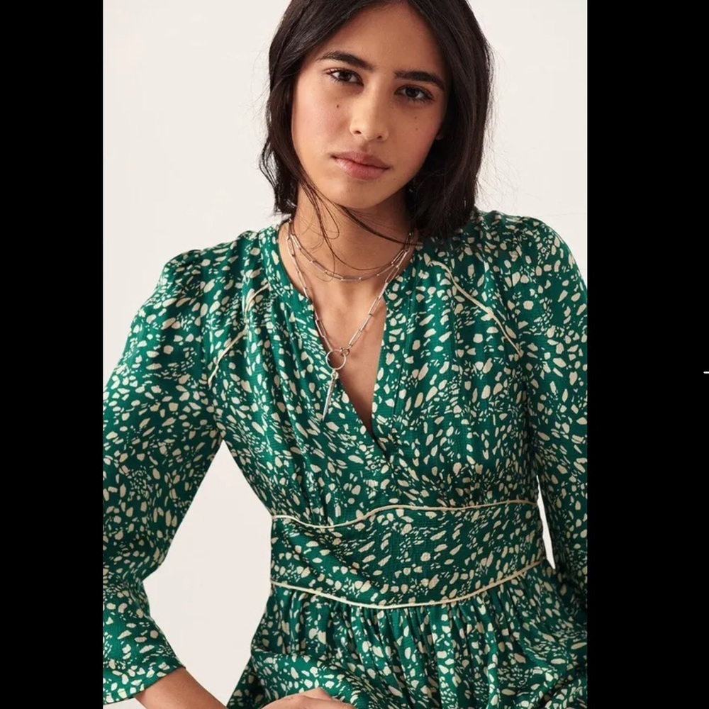 BA&SH Esmee Printed Midi Dress - Green Size 1/S